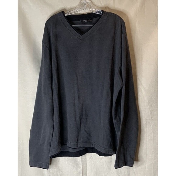 Apt. 9 mens long sleeve sweater shirt size XXL with layered hems gray/black - Picture 1 of 7
